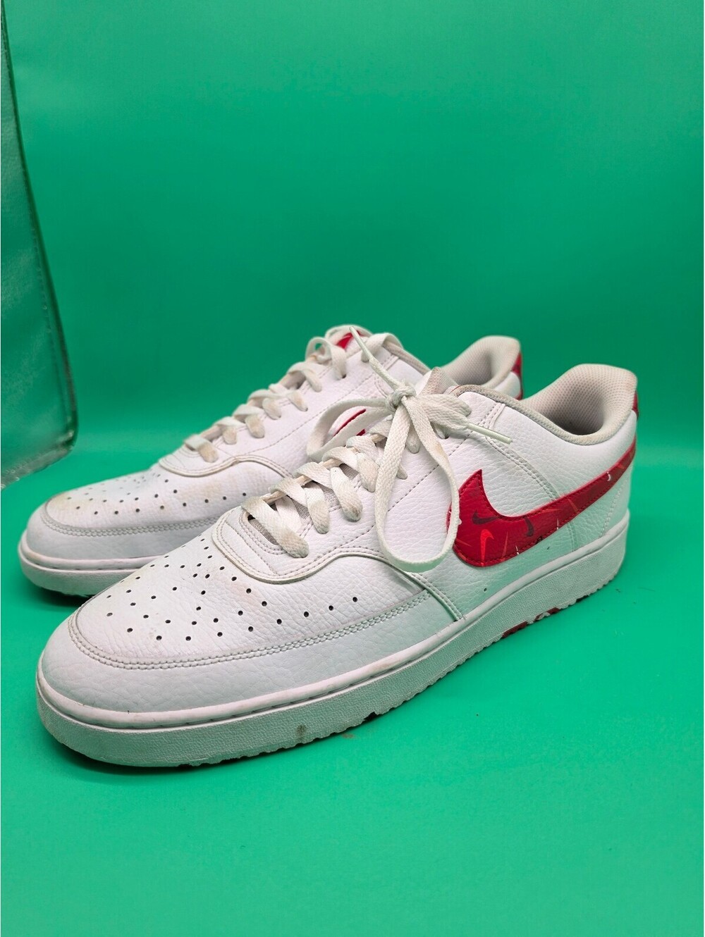 Nike Court Vision Low Next Nature White Red Multi Swoosh Sneakers Men's US 13